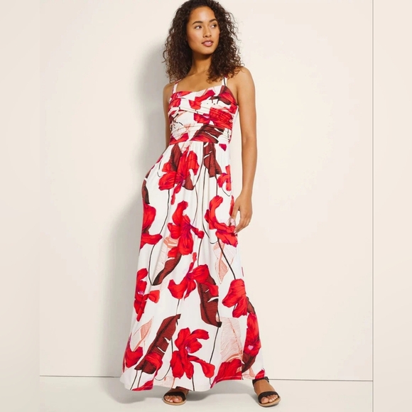 Soma Dresses & Skirts - Soma Soft Jersey Twist Bodice Maxi Dress Size Large Built-In Bra